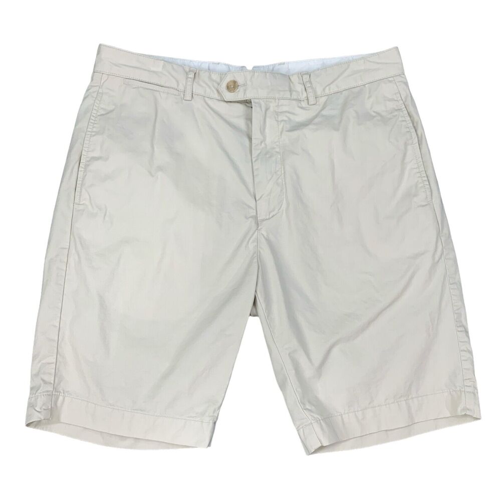 Cremieux Short Men 32 Beige Cotton Flat Front Button Tab Waist Golf Casual Chino